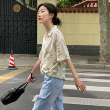 Load image into Gallery viewer, New Women Polo Neck Short Sleeve Office Lady Blouse 2021 New Summer Print Buttons Fashion Style Shirt Outwear Plus Size