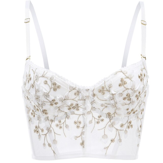 New Women Push-up Beauty Back Bra and Panty Sets French Underwear Embroidery Lace See Through Sexy Brassiere Underwire Bralette