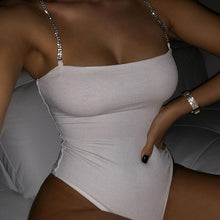 Load image into Gallery viewer, New Women Rompers Solid Chain Fashion Spaghetti Strap Skinny Bodysuit Sexy 2021 Summer Ladies Simplicity Bodycon