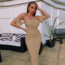 Load image into Gallery viewer, New Women Sexy Dress Draped Bodycon Dress Sexy Summer Off Shoulder Ruched Backless Party Dresses Female Elegant Dress Clubwear