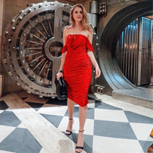 Load image into Gallery viewer, New Women Sexy Dress Draped Bodycon Dress Sexy Summer Off Shoulder Ruched Backless Party Dresses Female Elegant Dress Clubwear