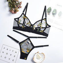 Load image into Gallery viewer, New Women Sexy Embroidery Sensual Lingerie Underwear Lace Erotic Underwire Bra and Brief Sets Transparent Exotic Underwear
