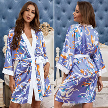 Load image into Gallery viewer, New Women Silk Night Robe Kimono Bathrobe Floral Satin Pajamas Sleepwear Bathrobe Bridesmaid Robes Sexy Ladies Satin Robes