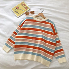 Load image into Gallery viewer, New Women Stripe Sweater Autumn Winter Loose Long Sleeve Pullover Tops Korean Ladies Knitted Patchwork Korean Fashion Sweaters