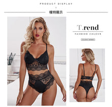 Load image into Gallery viewer, New Women Underwear Lingerie Sexy Lace Bra Sets Two-piece suit Seamless Tops Panties G-string Female Hot High Waist black blue
