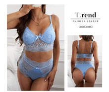 Load image into Gallery viewer, New Women Underwear Lingerie Sexy Lace Bra Sets Two-piece suit Seamless Tops Panties G-string Female Hot High Waist black blue