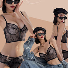 Load image into Gallery viewer, New Women Underwear Sexy Transparent Lace Bra Set Summer Thin Cup Ultra Wide Tops Fashion Deep V Hollow Body Shaper Lingerie