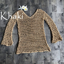 Load image into Gallery viewer, New Women&#39;s Mesh Bikini Cover Up Ladies Lace Crochet Swimsuit Bathing Slash Neck Fishnet Sexy Summer Beach Swimwear Cover-Ups