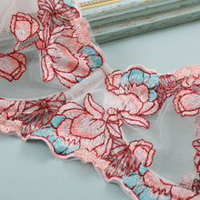 Load image into Gallery viewer, New Women Sexy Lingerie Set Mesh See-through Flower Embroidered Underwear Underwire Bra And Thong Erotic Costumes