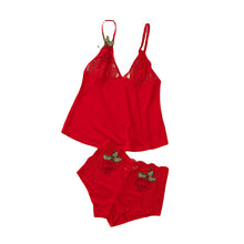 Load image into Gallery viewer, New Women&#39;s Sexy Lingerie Summer Underwear Lace Rose Temptation Femme Pajamas Condole Strap Shorts Two-piece Set Sleepwear