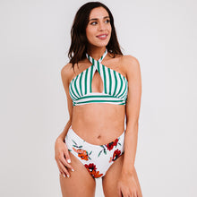 Load image into Gallery viewer, New Women Sexy Swimsuit Stripe Print Split Swimwear Cross Neck Hollow-out Backless Girls Bikini Two Piece Thong Bathing Trunks