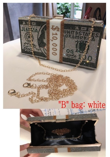 New crystal Money USD bags Dollar Design Luxury Diamond Evening Bags Party Purse Clutch Bags Wedding Dinner Purses and Handbags