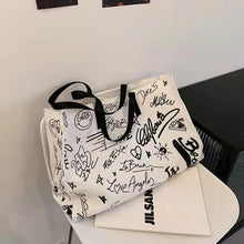 Load image into Gallery viewer, New style simple canvas fashion western style graffiti ladies single shoulder bag