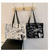 Load image into Gallery viewer, New style simple canvas fashion western style graffiti ladies single shoulder bag