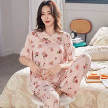 Load image into Gallery viewer, New summer ladies thin section Modal short-sleeved women&#39;s pajamas two-piece suit comfortable plus size pajama set home service