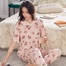 Load image into Gallery viewer, New summer ladies thin section Modal short-sleeved women&#39;s pajamas two-piece suit comfortable plus size pajama set home service