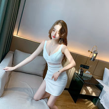 Load image into Gallery viewer, New summer women&#39;s wear high quality sexy nightclub low cut suspender skirt gauze hollow buttock party dress tight open back
