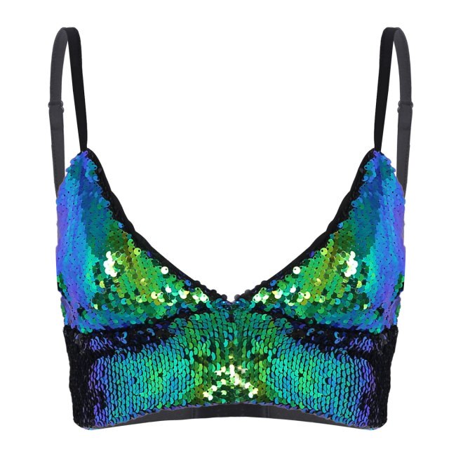 Newest Sexy Lingerie Fashion Sparkle Sequins Bra Tank Crop Top Bra Bralette Blouse for Party Raves Club Wear Pole Dance Clothing