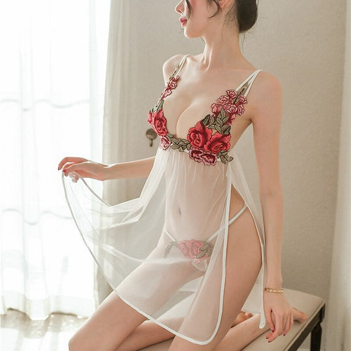 Night Dress Hot Erotic Sleepshirts Sleep Wear Nightgown See Through Sexy Lingerie Lingerie Dress Womens Clothing Embroidery
