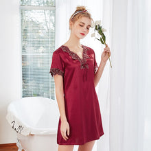 Load image into Gallery viewer, Night Dress Sexy Nightwear Sleepwear Women Nighty For Ladies Silk Nightgown Home Dress Girl Summer Autumn Fashion