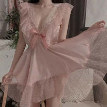 Load image into Gallery viewer, Night Dress Women Sexy Lingerie Pajamas Summer Thin Lace Suspenders Nightdress V-Neck Fashion Dress Pure Desire Wind Home Wear