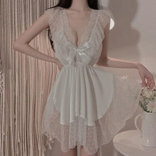 Load image into Gallery viewer, Night Dress Women Sexy Lingerie Pajamas Summer Thin Lace Suspenders Nightdress V-Neck Fashion Dress Pure Desire Wind Home Wear