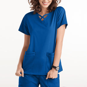 Nurse Uniform Women Solid Short Sleeve Neck Tops Working Uniform Blouse Scrubs Workwear Nursing Working T-shirts Overalls