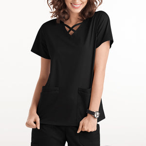 Nurse Uniform Women Solid Short Sleeve Neck Tops Working Uniform Blouse Scrubs Workwear Nursing Working T-shirts Overalls