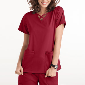 Nurse Uniform Women Solid Short Sleeve Neck Tops Working Uniform Blouse Scrubs Workwear Nursing Working T-shirts Overalls