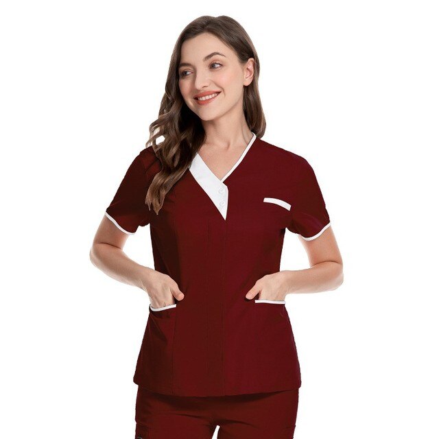 Nursing Scrub Tops Shirt Uniform Workwear Women Health Workers Femme Beauty Salon Clothes Nurse Nursing Working Uniform hemsire