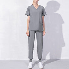 Load image into Gallery viewer, Nursing Uniforms Two Piece Unisex Shorts Scrub Sets Sleeve Pocket Top Tee Loose Pants Beauty Salon Workwear Overalls Plus Size