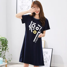 Load image into Gallery viewer, O-Neck Soft Women Sexy Nightgown Cotton Short Sleeve Cartoon Nightdress Sleepwear Summer Night Dress Female Home Clothing M-5XL