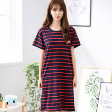 Load image into Gallery viewer, O-Neck Soft Women Sexy Nightgown Cotton Short Sleeve Cartoon Nightdress Sleepwear Summer Night Dress Female Home Clothing M-5XL