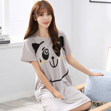 Load image into Gallery viewer, O-Neck Soft Women Sexy Nightgown Cotton Short Sleeve Cartoon Nightdress Sleepwear Summer Night Dress Female Home Clothing M-5XL