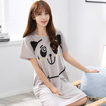 Load image into Gallery viewer, O-Neck Soft Women Sexy Nightgown Cotton Short Sleeve Cartoon Nightdress Sleepwear Summer Night Dress Female Home Clothing M-5XL