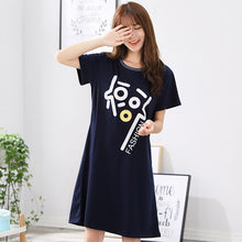 Load image into Gallery viewer, O-Neck Soft Women Sexy Nightgown Cotton Short Sleeve Cartoon Nightdress Sleepwear Summer Night Dress Female Home Clothing M-5XL