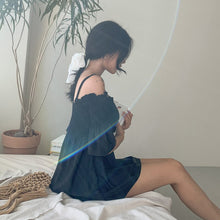 Load image into Gallery viewer, Off Shoulder One Piece Swimsuit Pleated Push Up Bathers Short Sleeve Beach Bathing Suit Sexy Solid Swimdress Women Swim Monokini