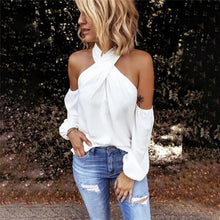 Load image into Gallery viewer, Off Shoulder White Blouse Shirt Women Bodycon Blouse Elegant Summer Sexy Shirt 2020 Female Blusas Tops &amp; Tees