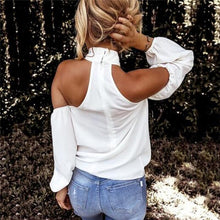 Load image into Gallery viewer, Off Shoulder White Blouse Shirt Women Bodycon Blouse Elegant Summer Sexy Shirt 2020 Female Blusas Tops &amp; Tees