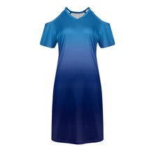 Load image into Gallery viewer, Off-shoulder Women&#39;smini Dresses Gradient Print Oversized Strapless Dress Fashion V-neck Pullover Casual Dress Robe Longue Femme