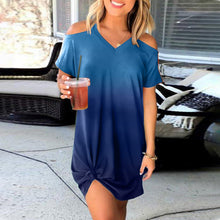 Load image into Gallery viewer, Off-shoulder Women&#39;smini Dresses Gradient Print Oversized Strapless Dress Fashion V-neck Pullover Casual Dress Robe Longue Femme