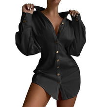 Load image into Gallery viewer, Office Lady Blouses Women Femal Ladies Long Sleeve Deep V Shirt Dress Sexy Mini Beach Dress Elegant Sexy Party Dress New 2021