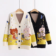 Load image into Gallery viewer, Office Lady Sweet Cute Cartoon Bear Sweater Fall Single Breasted Kawaii Knitted Cardigan Women 2022 Soft V-neck Sueter Mujer