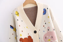 Load image into Gallery viewer, Office Lady Sweet Cute Cartoon Bear Sweater Fall Single Breasted Kawaii Knitted Cardigan Women 2022 Soft V-neck Sueter Mujer