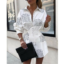 Load image into Gallery viewer, Office Lady Women Femal Ladies Long Sleeve Deep V Shirt Dress Sexy Mini Beach Dress  Elegant Sexy Party Dress New