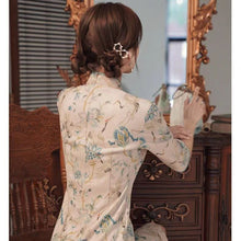 Load image into Gallery viewer, Old Shanghai Improved Cheongsam Women Chinese Qipao 2021 New Mid-sleeve Young Mid-length Dress Girl Retro Republican Style