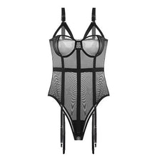 Load image into Gallery viewer, One-Piece Bodysuit Women Lingerie Summer Mesh Transparent Spaghetti Strap Shapewear Strappy Cup Push Up Underwired Lingerie
