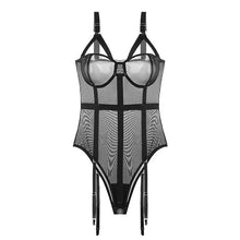 Load image into Gallery viewer, One-Piece Bodysuit Women Lingerie Summer Mesh Transparent Spaghetti Strap Shapewear Strappy Cup Push Up Underwired Lingerie