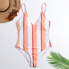 Load image into Gallery viewer, One Piece Swimsuit Beachwear Summer Swimwear Women V Neck Strapless Printing Sandy Beach Thin Sling