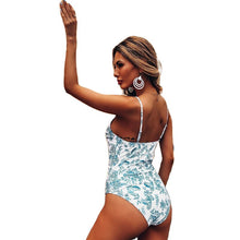 Load image into Gallery viewer, One Piece Swimsuit Beachwear Summer Swimwear Women V Neck Strapless Printing Sandy Beach Thin Sling